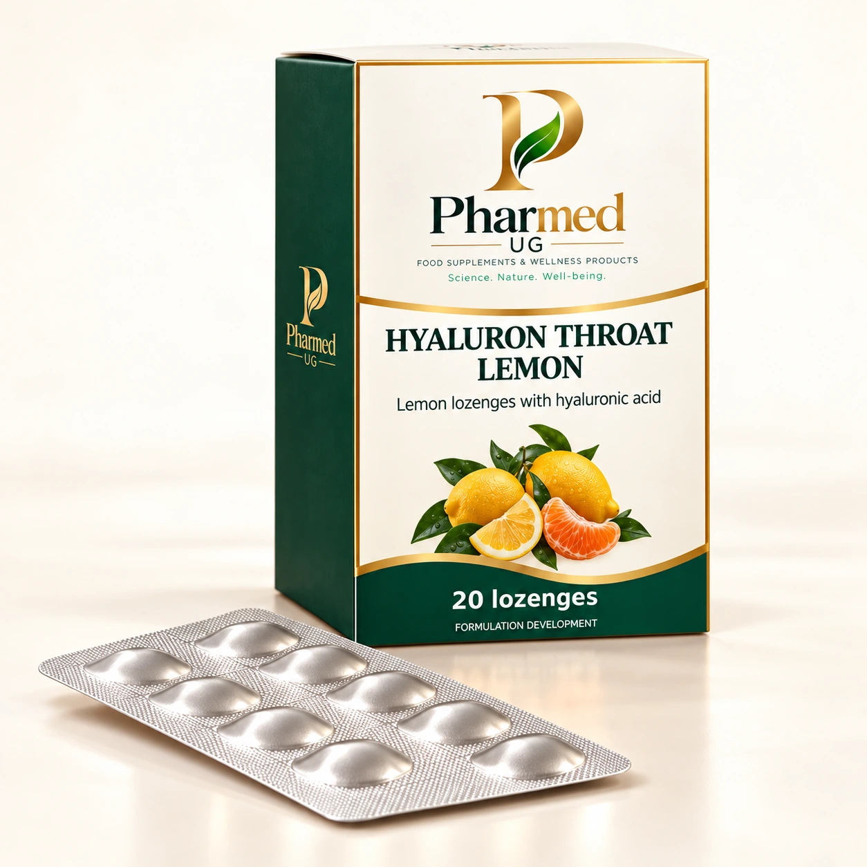 PHARMED HYALURON THROAT LEMON packaging visualisation