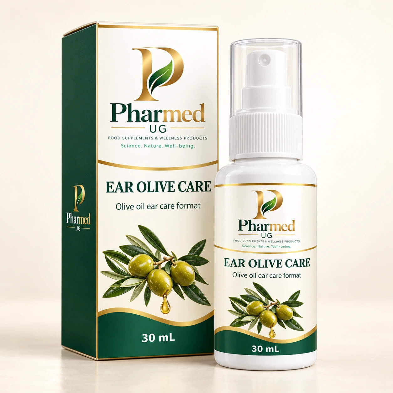 PHARMED EAR OLIVE CARE packaging visualisation