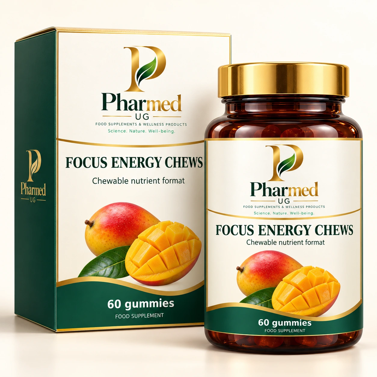 PHARMED FOCUS ENERGY CHEWS packaging visualisation