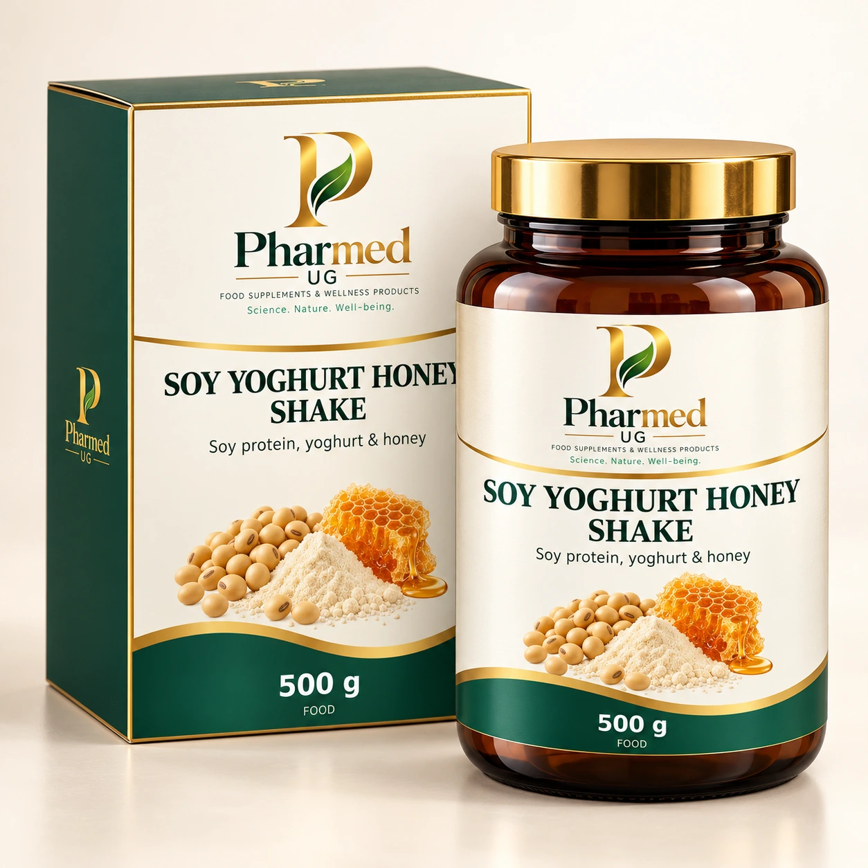 PHARMED SOY YOGHURT HONEY SHAKE packaging visualisation