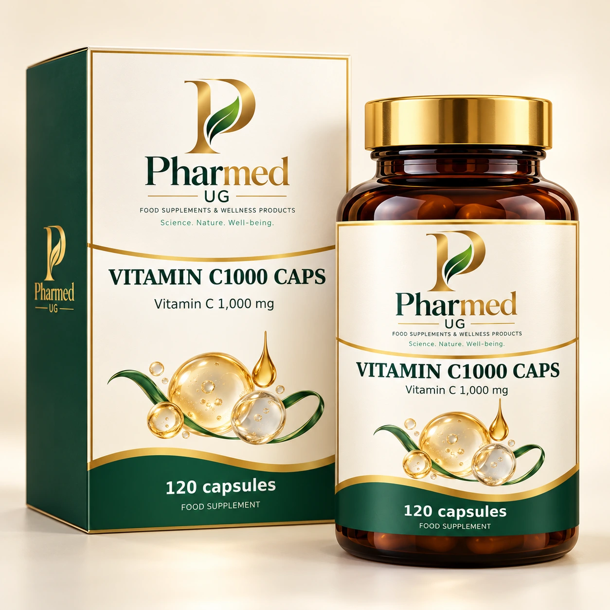 PHARMED VITAMIN C1000 CAPS packaging visualisation