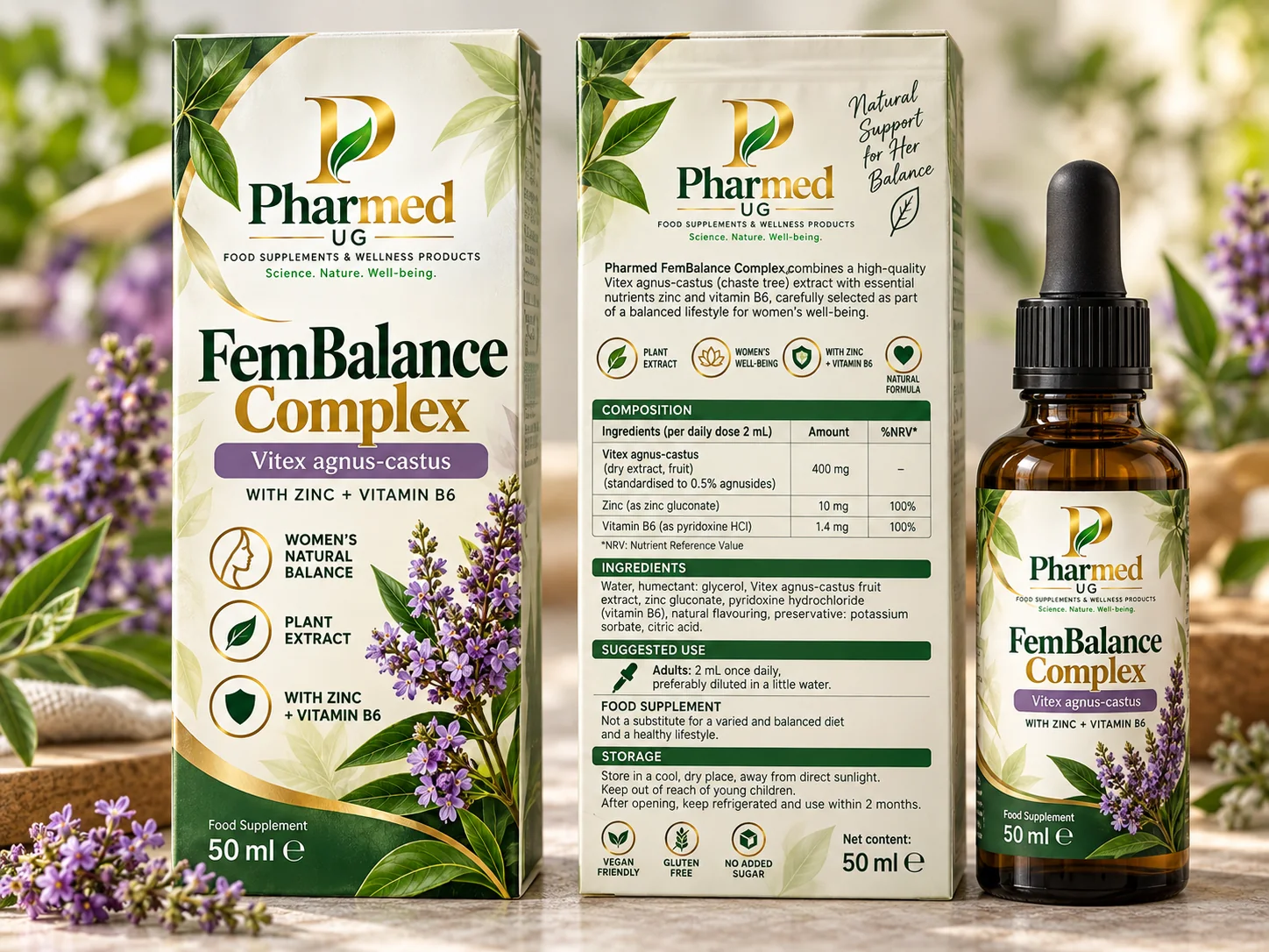 Pharmed UG FemBalance Complex proposed front and back packaging visual