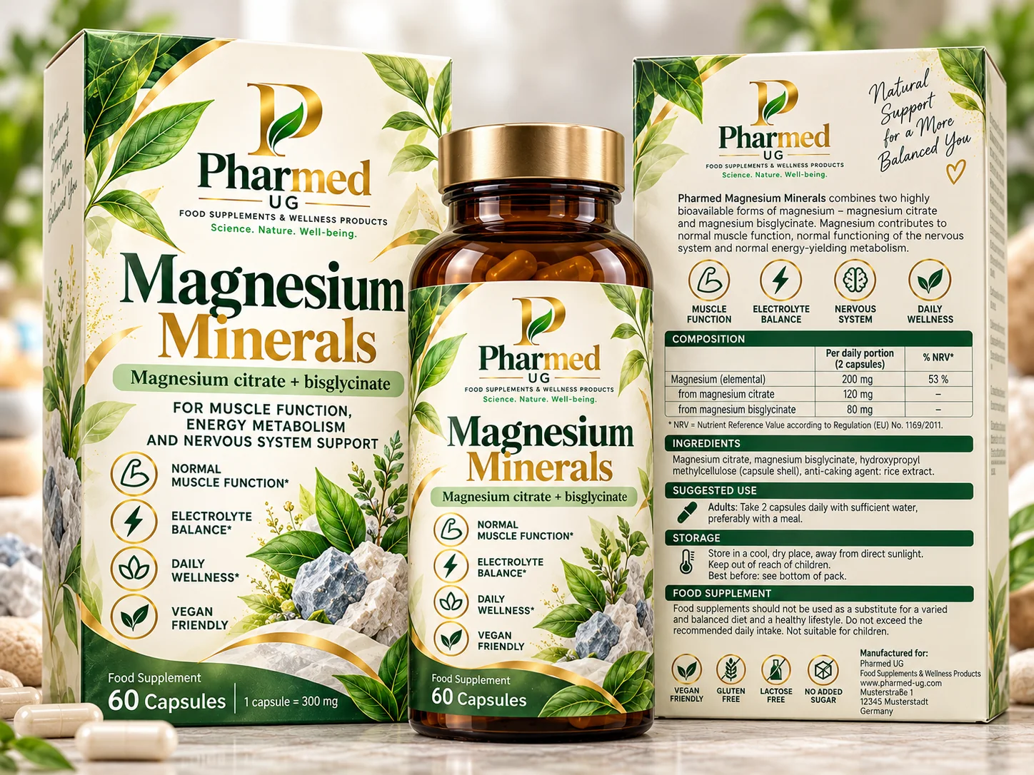 Pharmed UG Magnesium Minerals proposed front and back packaging visual